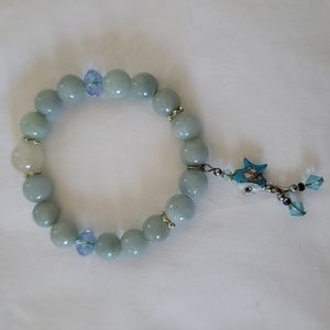 Jade Bead Bracelet with Fish